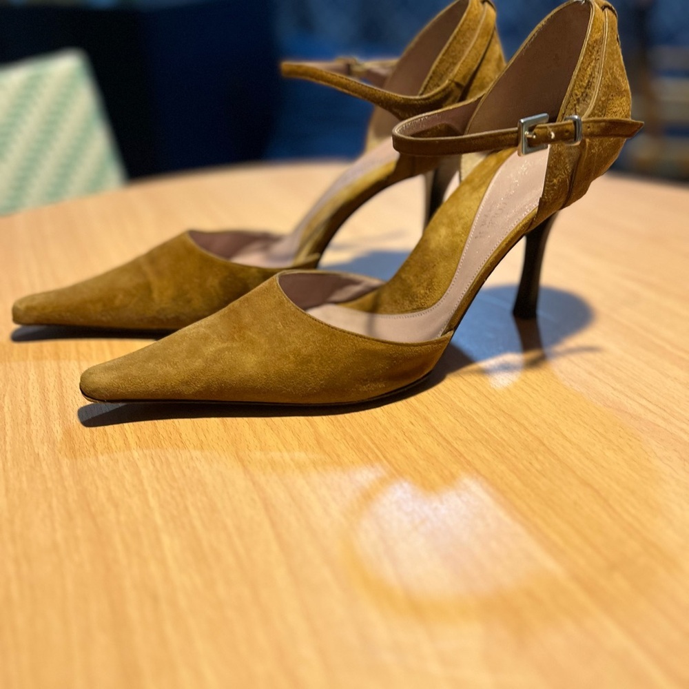 Kenneth Cole Camel (Tan) Suede Heels with Ankle Strap